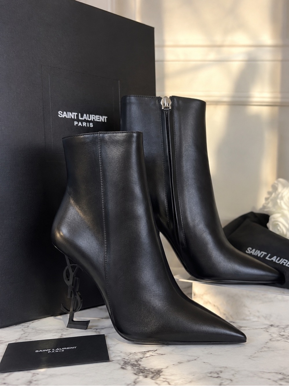 Authentic Saint Laurent YSL Opyum Cassandre Heel Boots